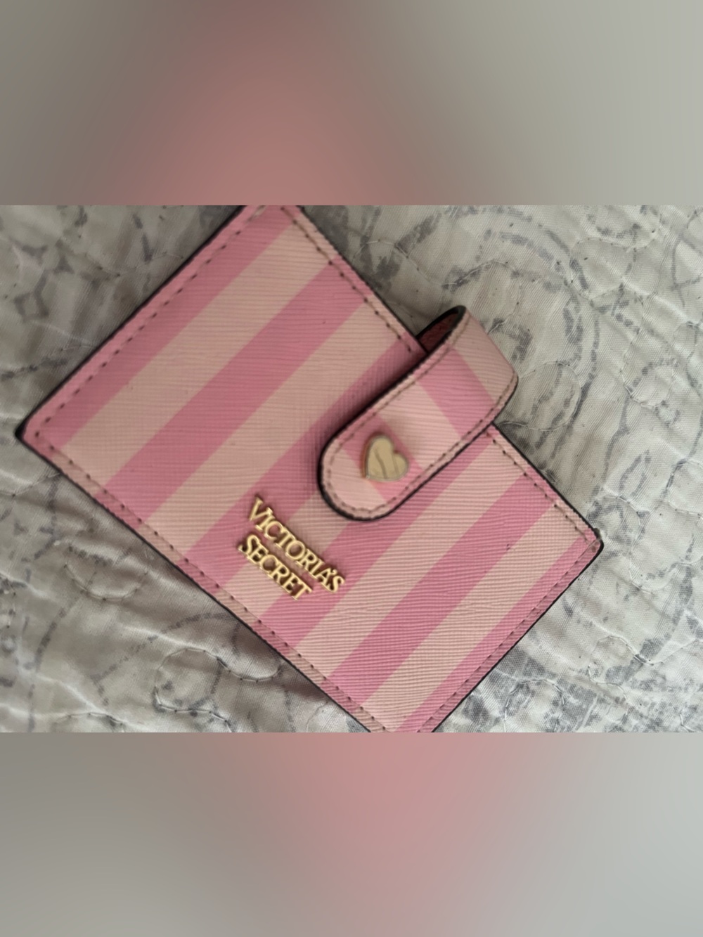 Victoria's Secret Pink Striped Snap Card Holder